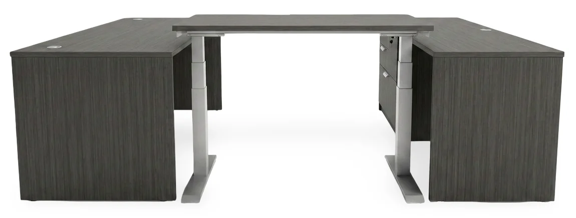 U Shaped Standing Desk with Drawers
