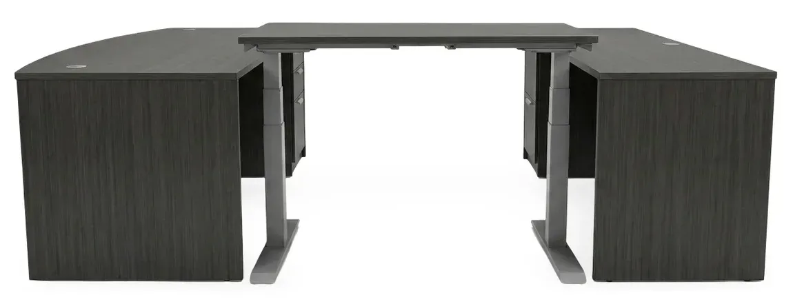 Bow Front U Shape Standing Desk with Drawers