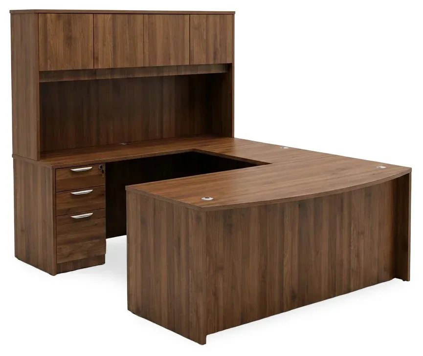 Bow Front U Shape Desk with Hutch
