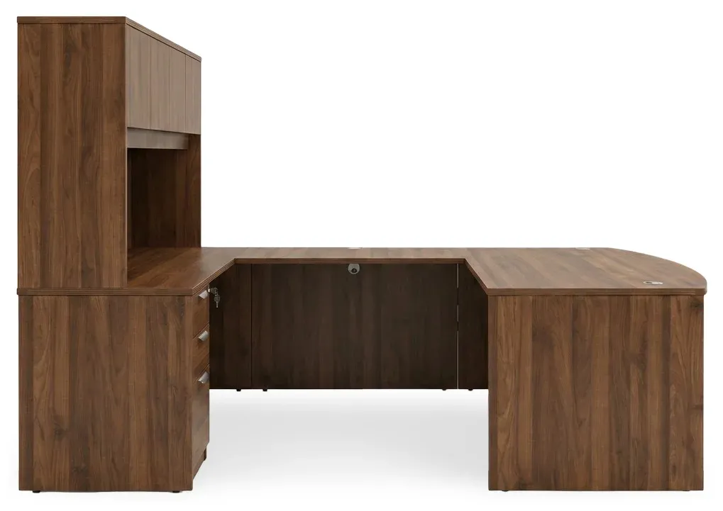 Bow Front U Shape Desk with Hutch