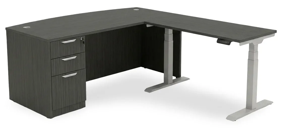 Bow Front Sit Stand L Shape Desk