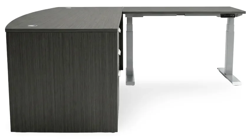 Bow Front Sit Stand L Shape Desk