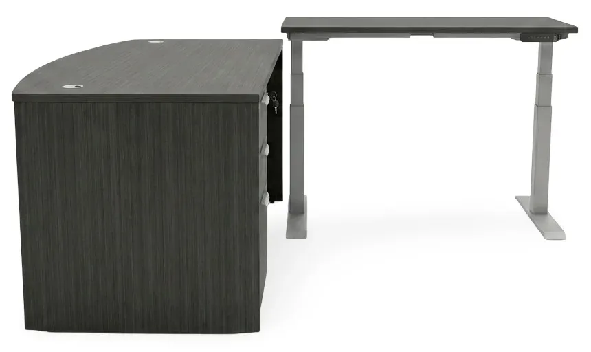 Bow Front Sit Stand L Shape Desk