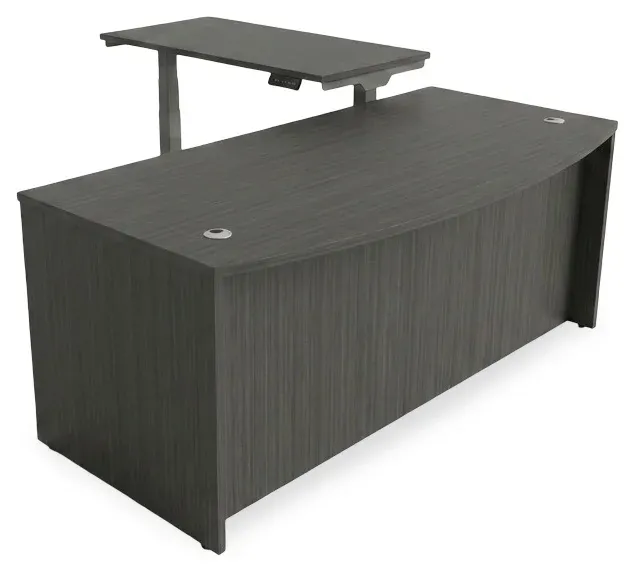 Bow Front Sit Stand L Shape Desk