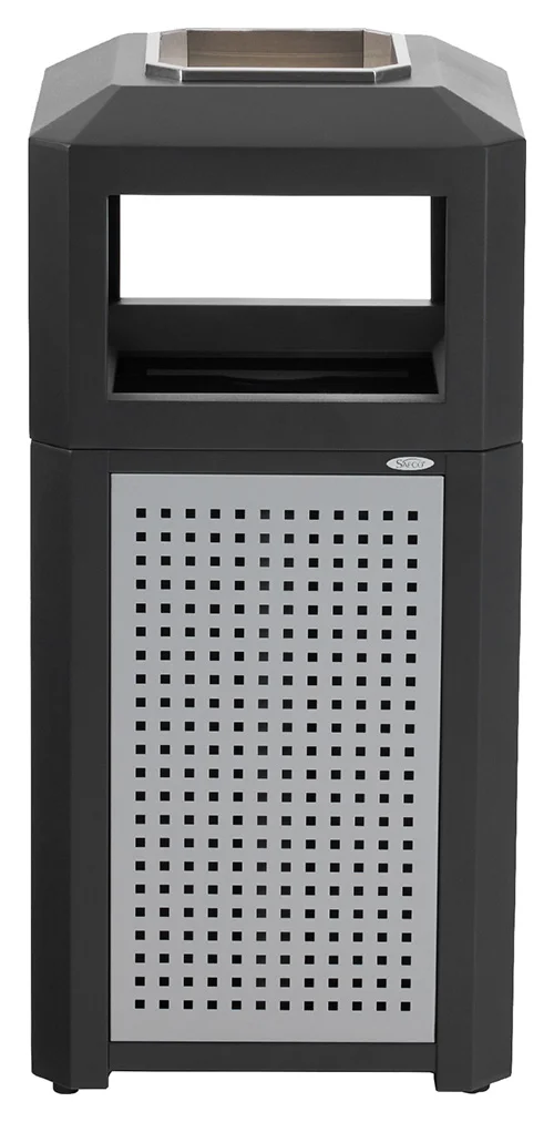 Steel Trash Can with Ashtray