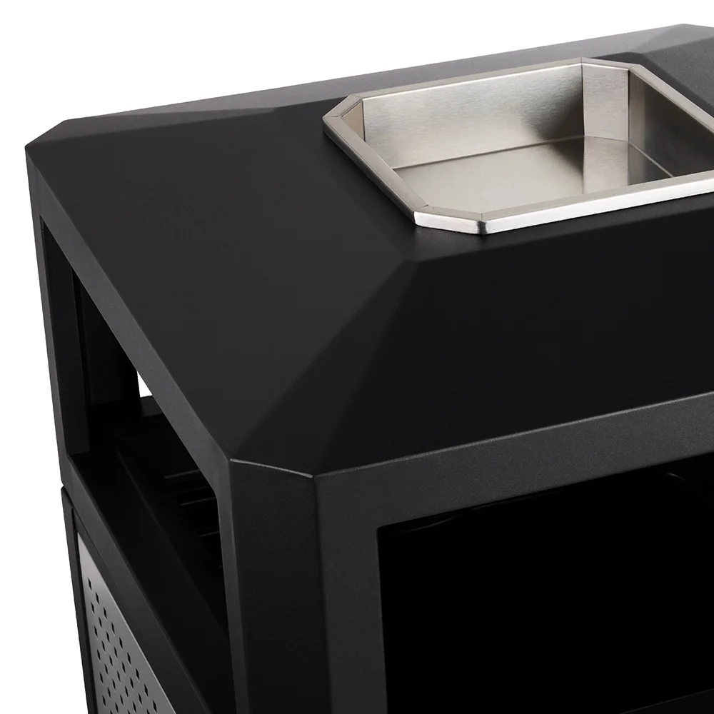 Steel Trash Can with Ashtray