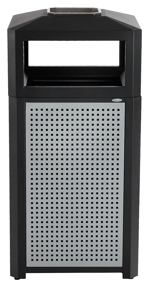 Steel Trash Can with Ashtray