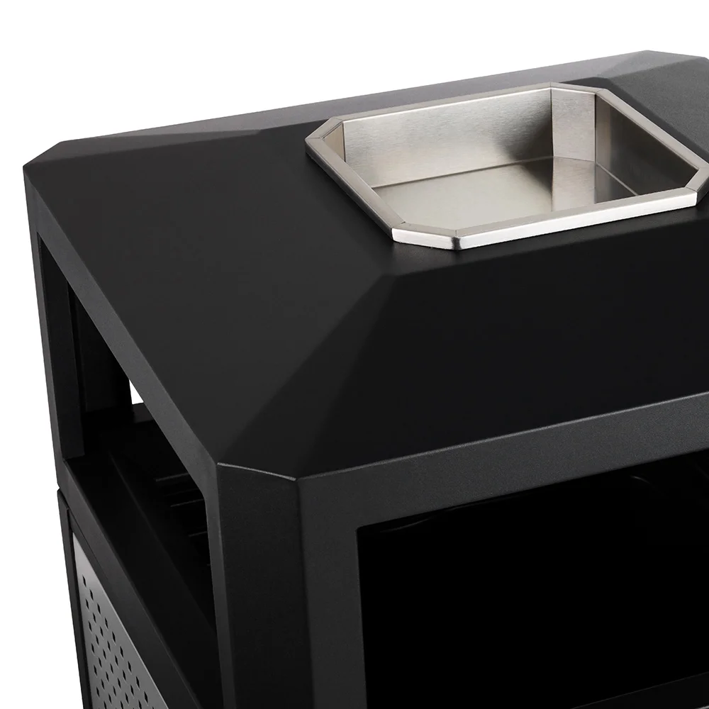 Steel Trash Can with Ashtray