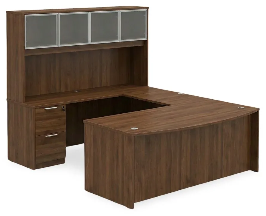 Bow Front U Shape Desk with Hutch