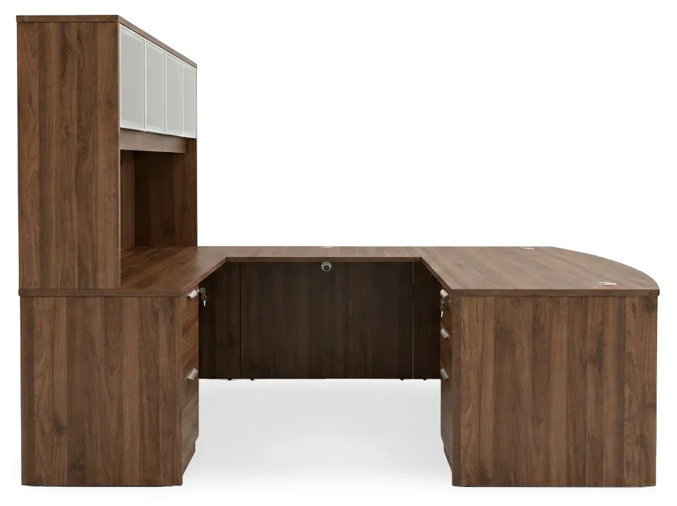 Bow Front U Shape Desk with Hutch