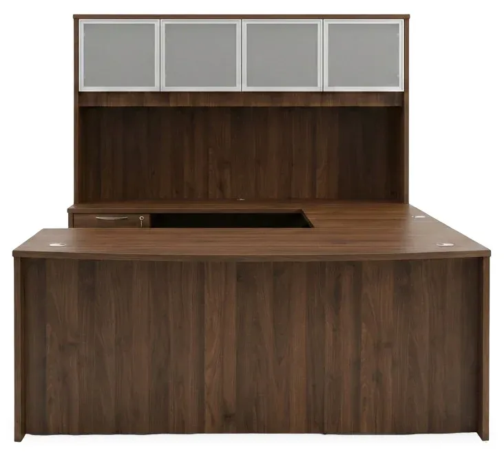 Bow Front U Shape Desk with Hutch