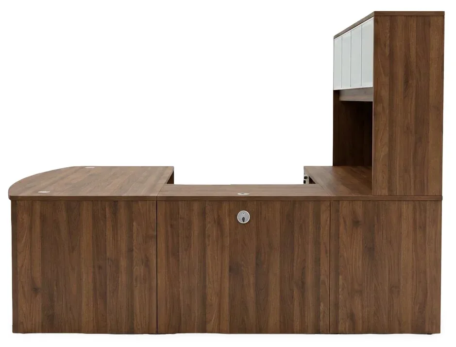Bow Front U Shape Desk with Hutch