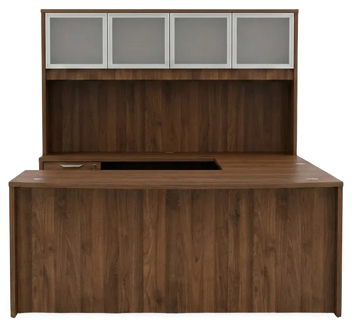 Bow Front U Shape Desk with Hutch
