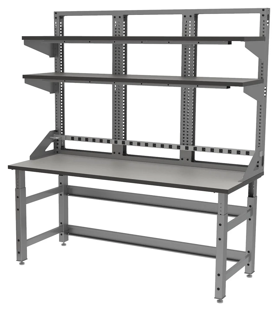 Industrial Workbench with Shelves