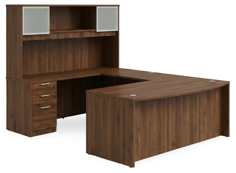 Bow Front U Shape Desk with Hutch