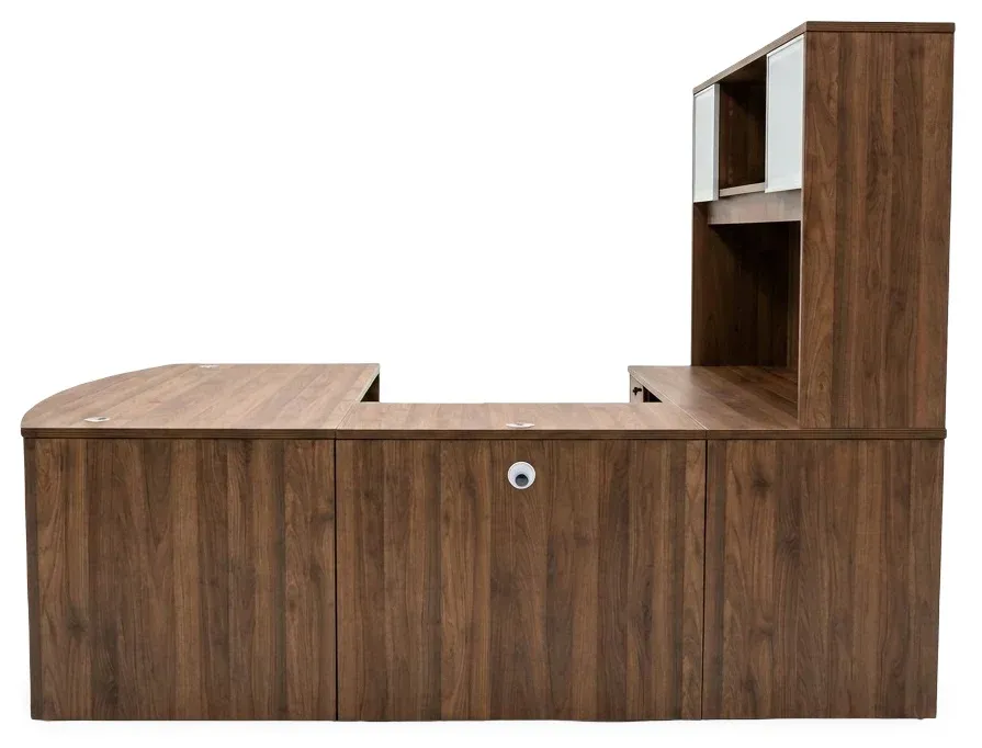 Bow Front U Shape Desk with Hutch