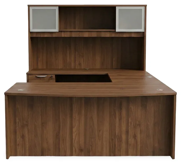 Bow Front U Shape Desk with Hutch