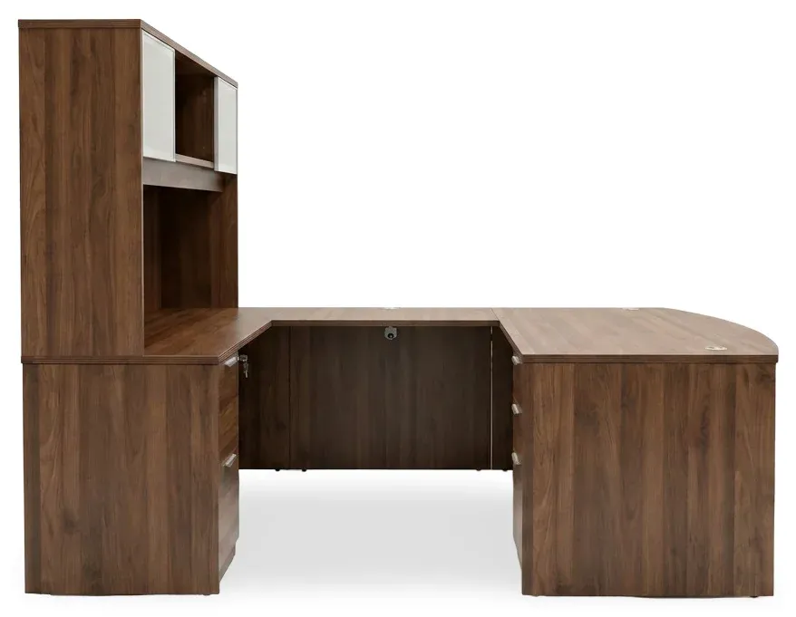 Bow Front U Shape Desk with Hutch