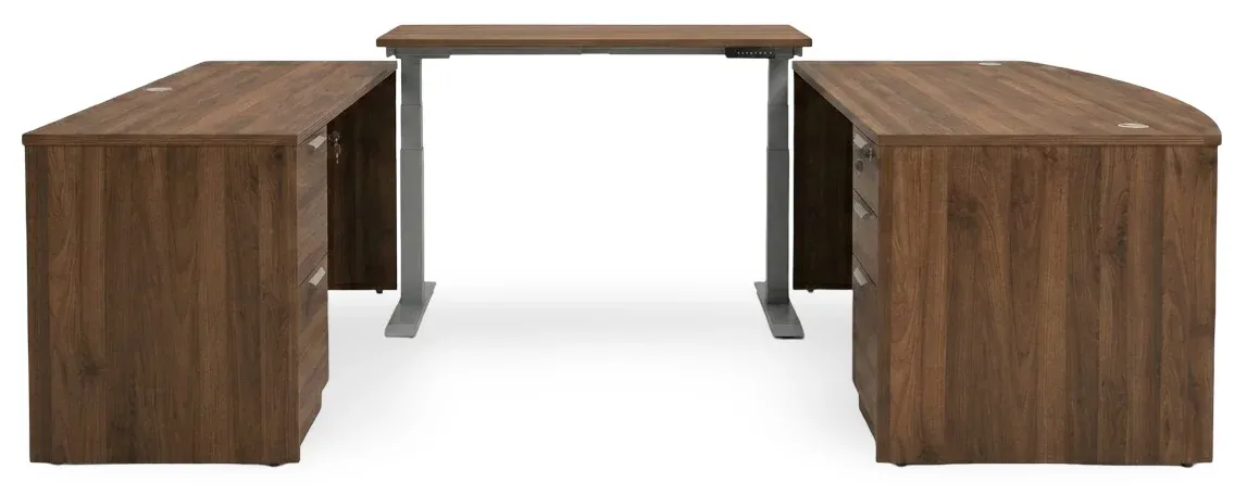 Bow Front U Shape Standing Desk with Drawers