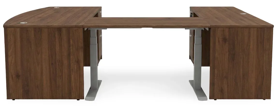 Bow Front U Shape Standing Desk with Drawers