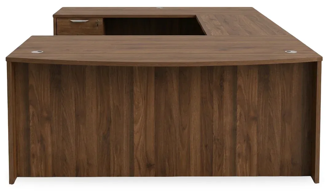 Bow Front U Shape Standing Desk with Drawers