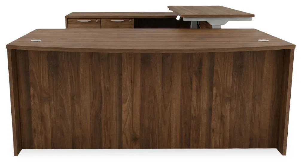 Bow Front U Shape Standing Desk with Drawers