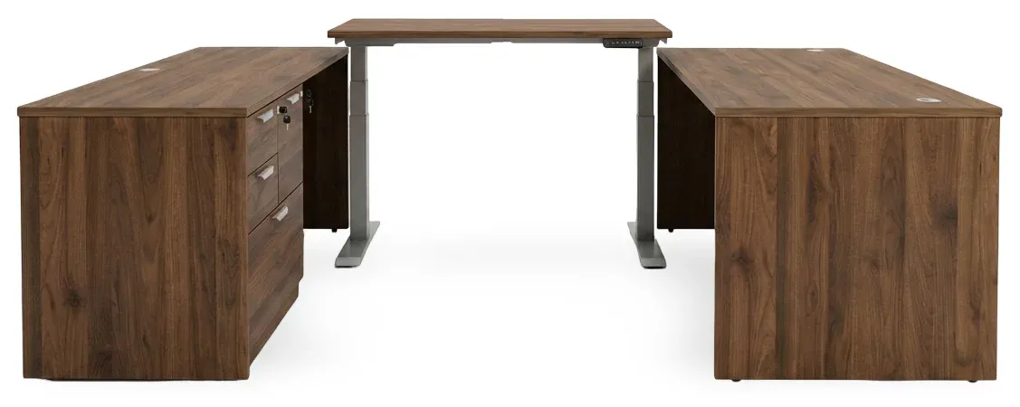 U Shaped Standing Desk with Drawers