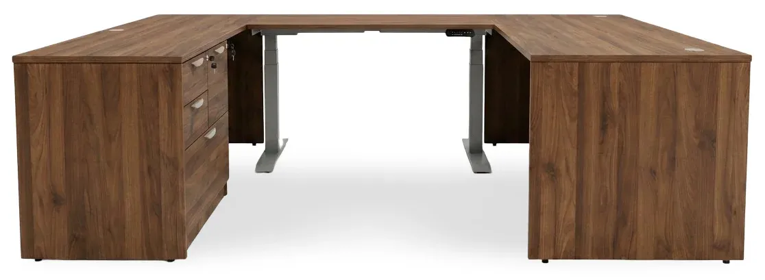 U Shaped Standing Desk with Drawers