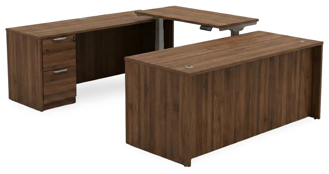 U Shaped Standing Desk with Drawers