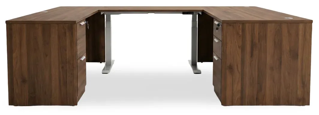 U Shaped Standing Desk with Drawers