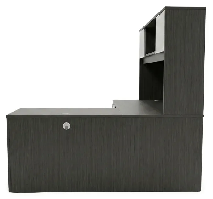 L Shaped Desk with Hutch and Drawers