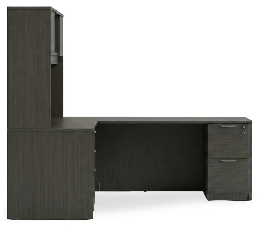L Shaped Desk with Hutch and Drawers
