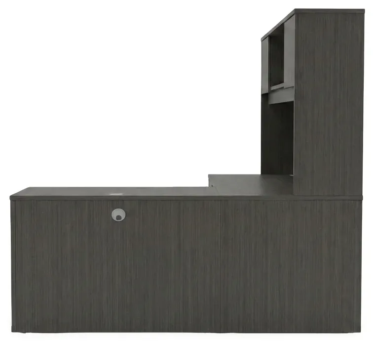 L Shaped Desk with Hutch and Drawers