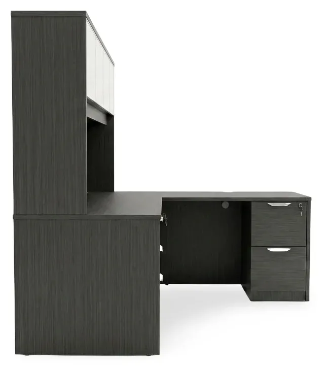 L Shaped Desk with Hutch and Drawers
