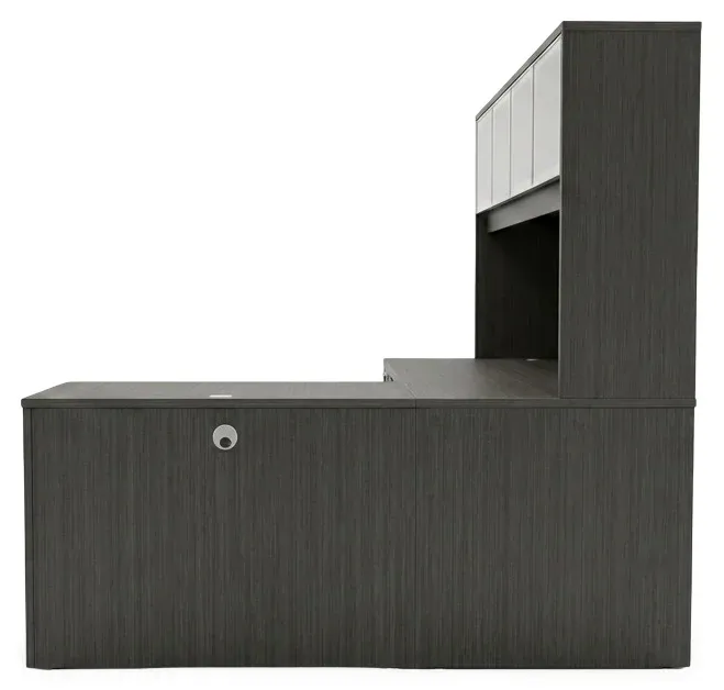 L Shaped Desk with Hutch and Drawers