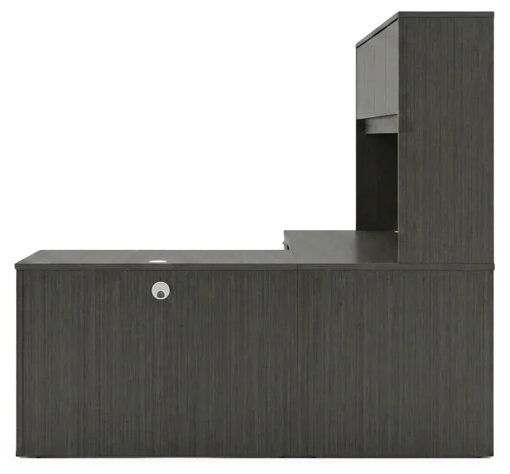 L Shaped Desk with Hutch and Drawers