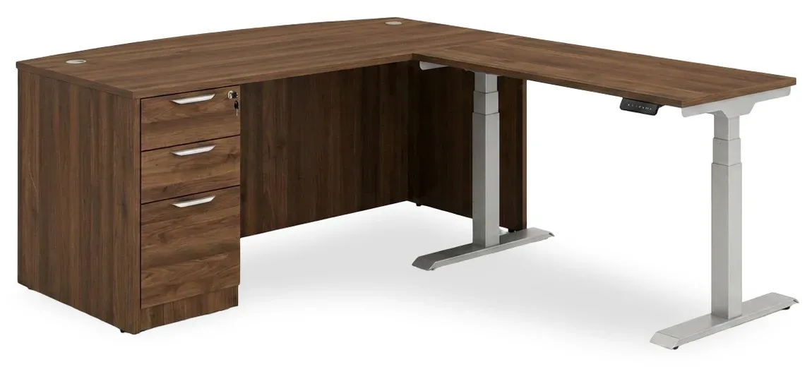 Bow Front Sit Stand L Shape Desk