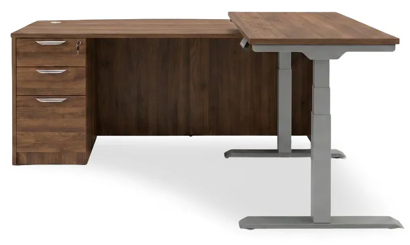 Bow Front Sit Stand L Shape Desk