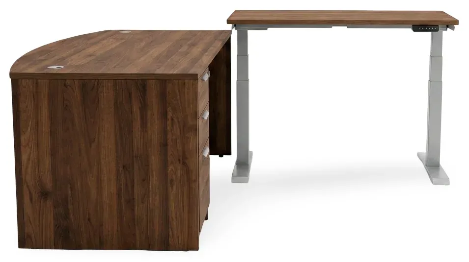 Bow Front Sit Stand L Shape Desk