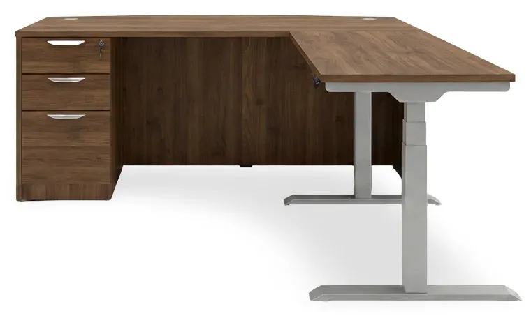 Bow Front Sit Stand L Shape Desk