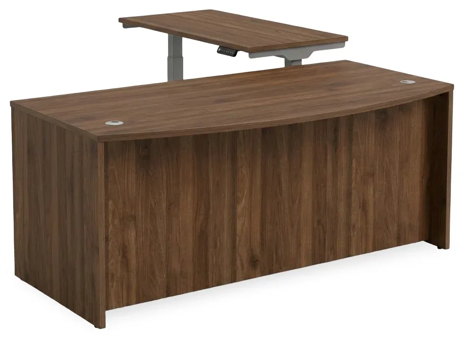 Bow Front Sit Stand L Shape Desk