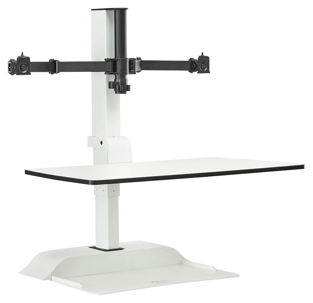 Electric Standing Desk Converter with Dual Monitor Arms