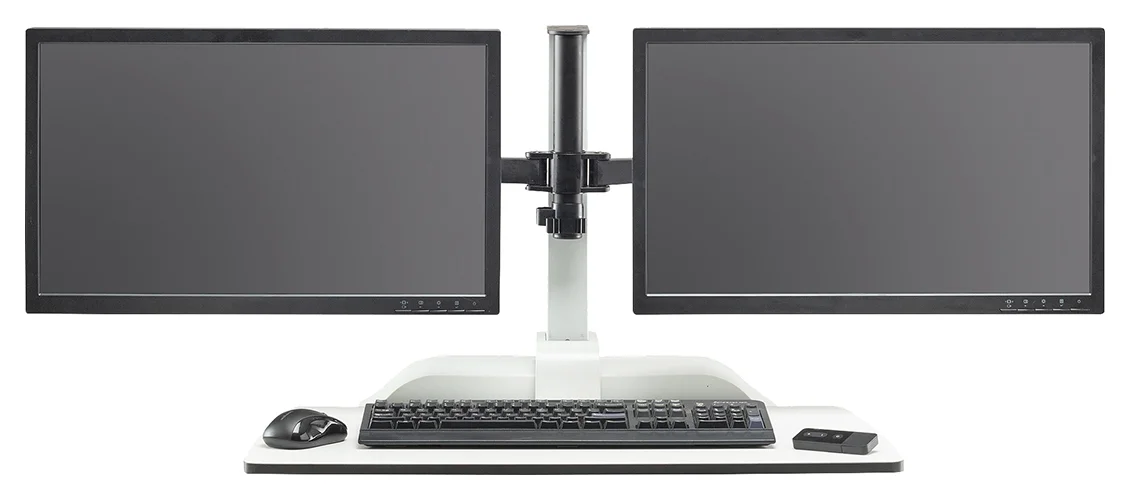 Electric Standing Desk Converter with Dual Monitor Arms