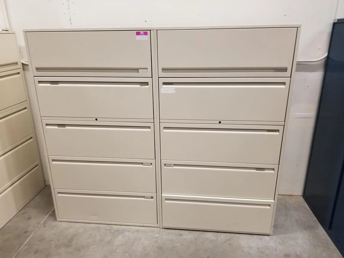 Haworth 5 Drawer Putty Lateral Filing Cabinets â€“ 36 Inch Wide
