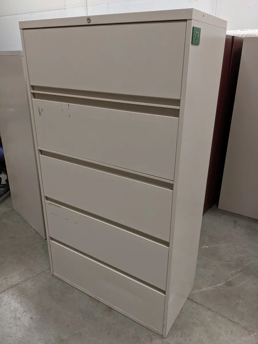 Steelcase 5 Drawer Tan Lateral File Cabinet â€“ 36 Inch Wide