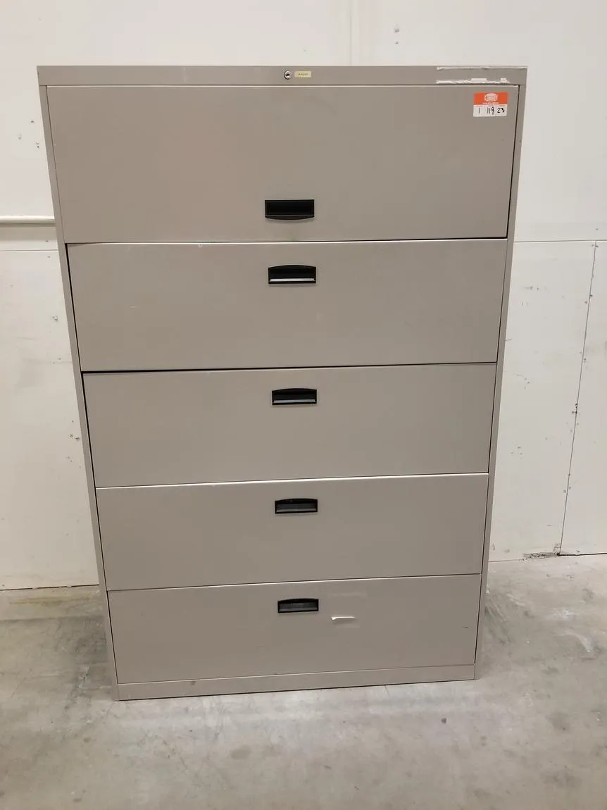 AllSteel 5 Drawer Putty Lateral File Cabinet â€“ 42 Inch Wide