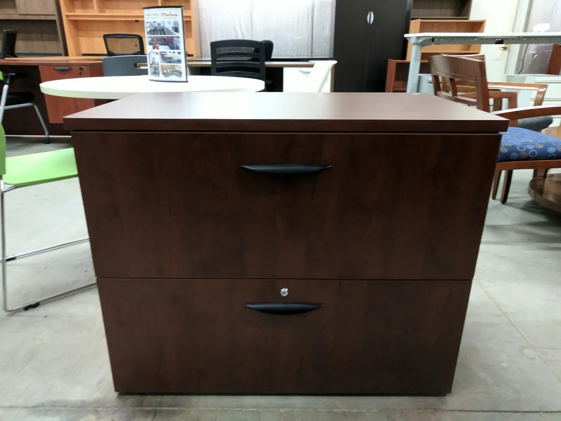 Mahogany Laminate 2 Drawer Lateral File Cabinet â€“ 36 Inch Wide