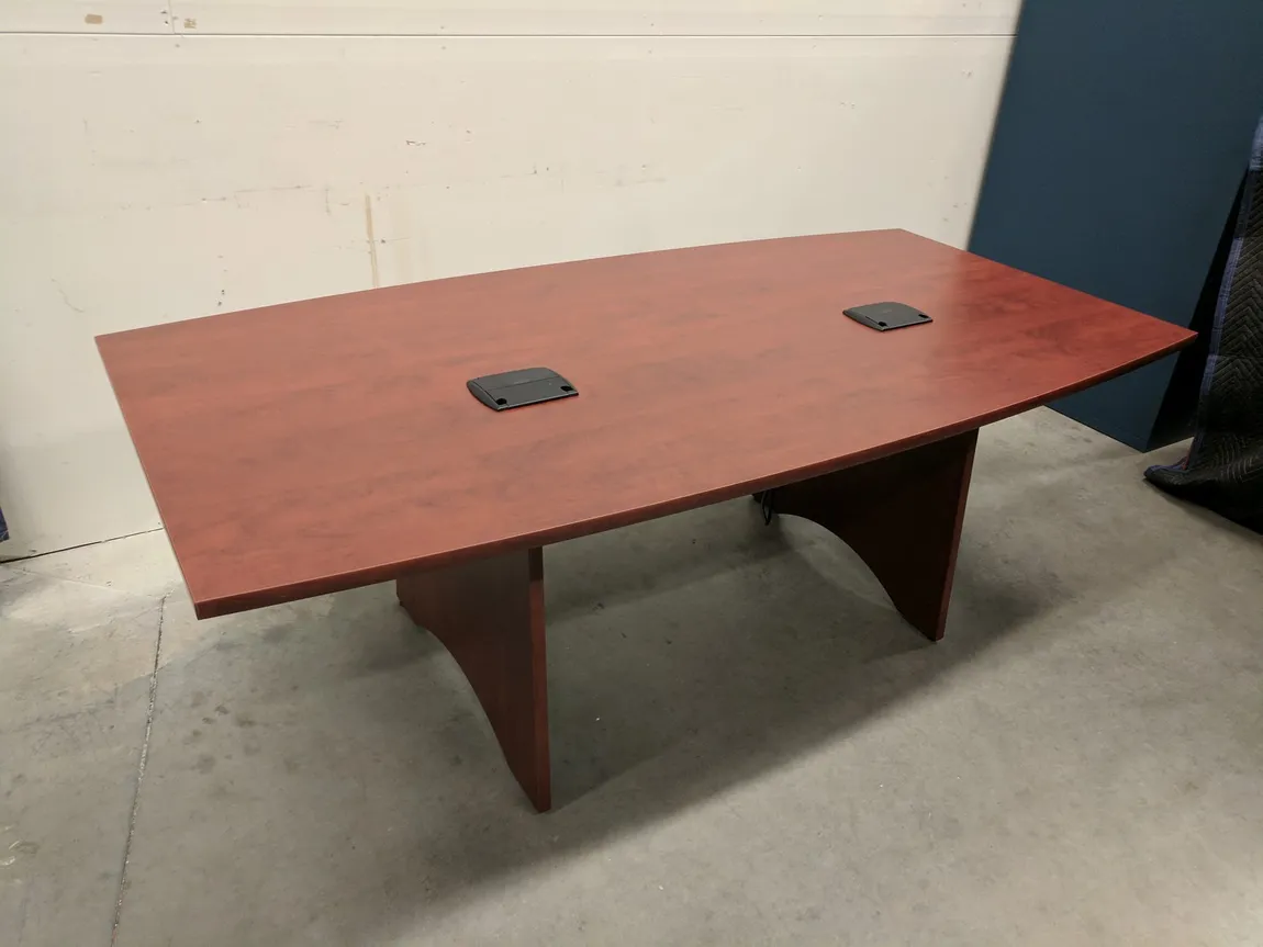 7 FT Cherry Laminate Boat Shaped Conference Table