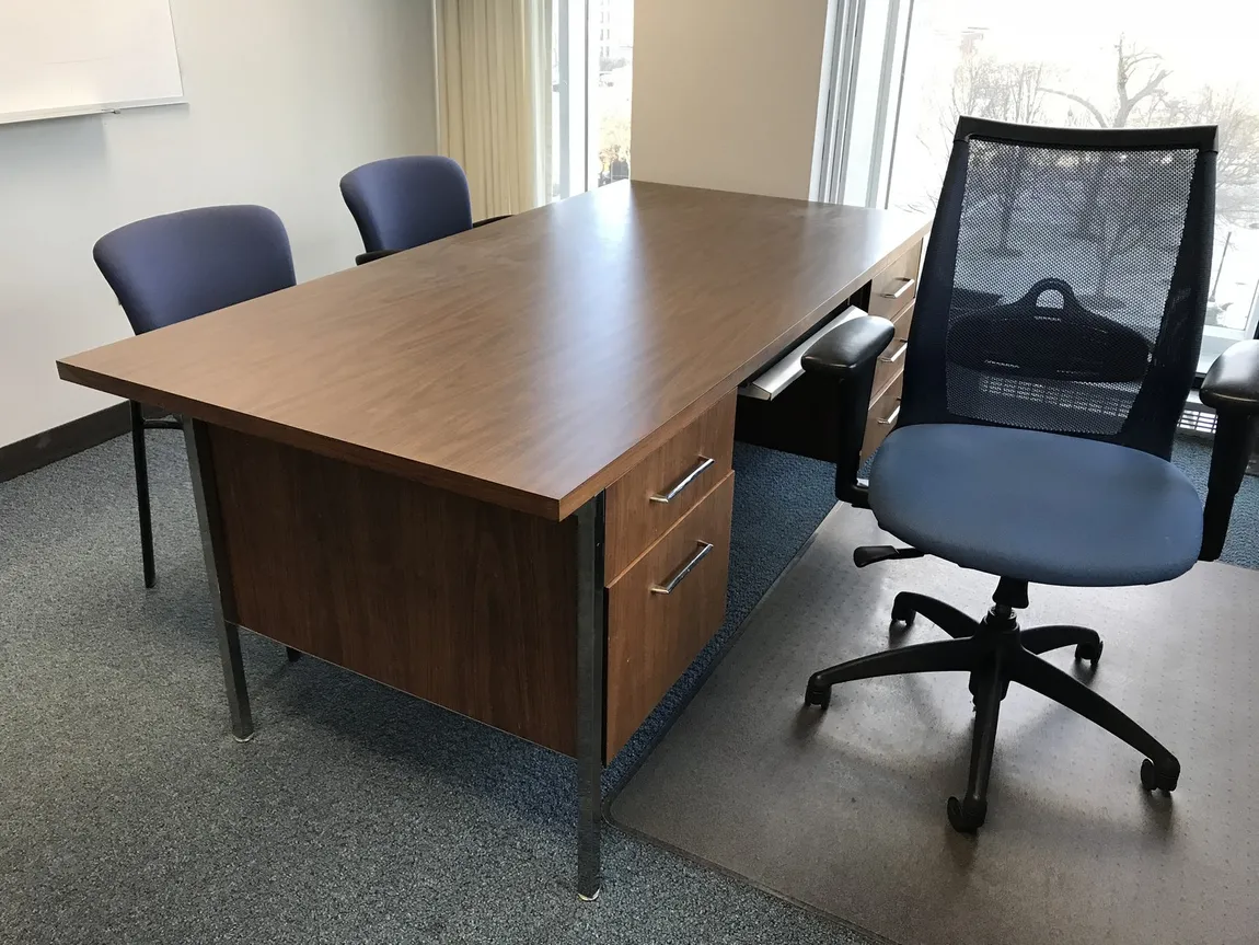 Walnut Laminate Desk with Drawers