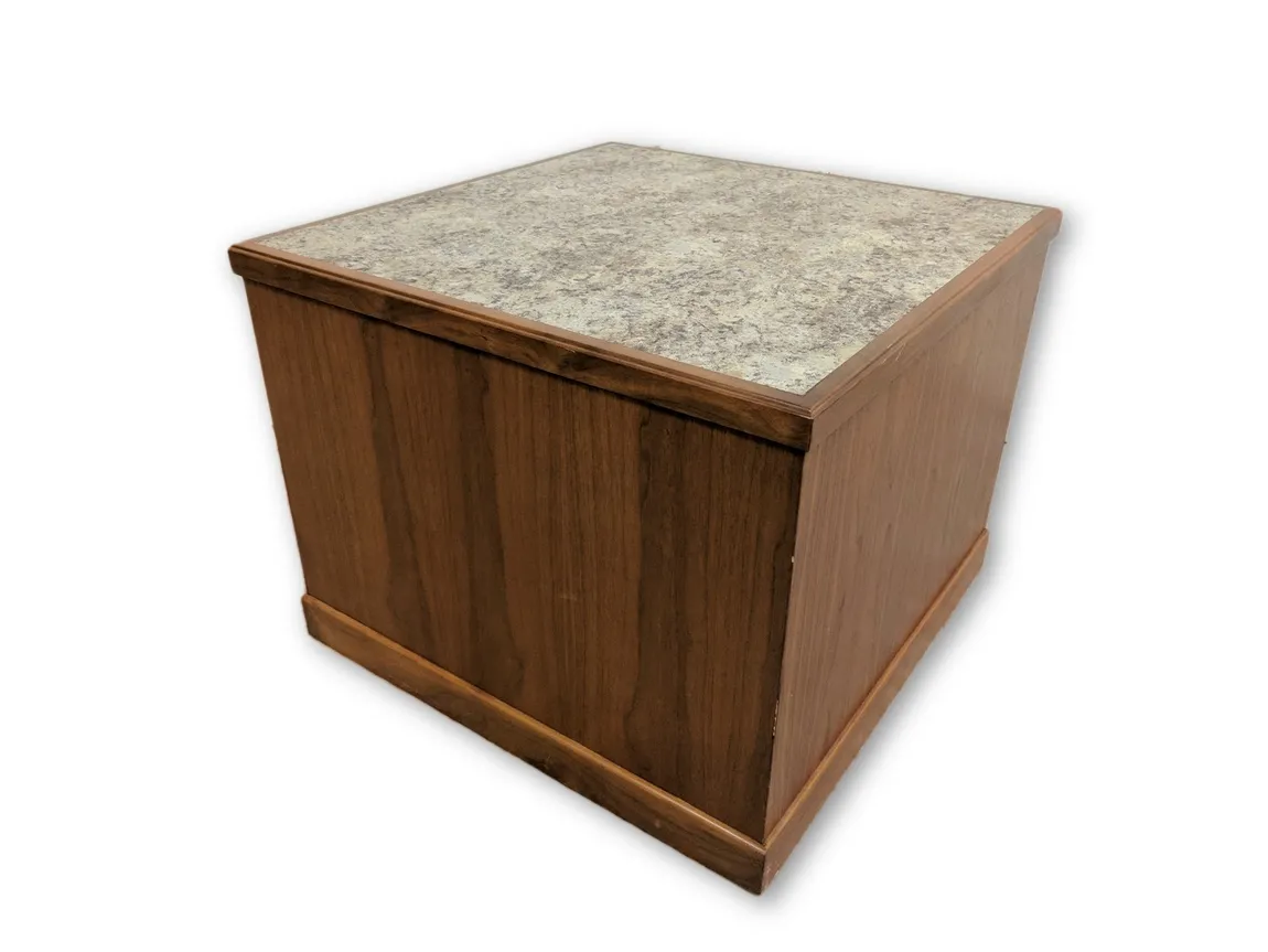 Oak and Marble Laminate End Table â€“ 26 Inch Wide